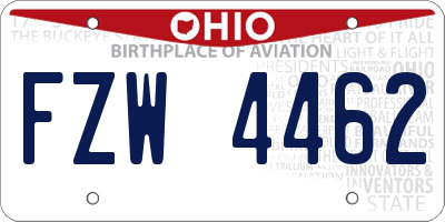 OH license plate FZW4462