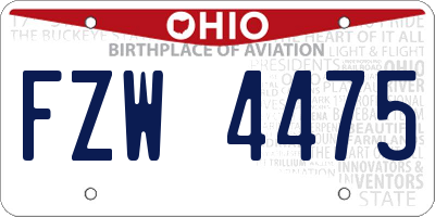 OH license plate FZW4475