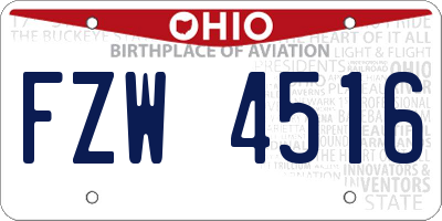 OH license plate FZW4516
