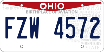 OH license plate FZW4572