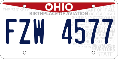 OH license plate FZW4577