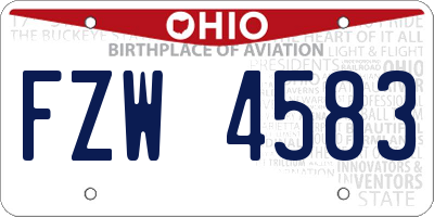 OH license plate FZW4583