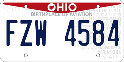 OH license plate FZW4584