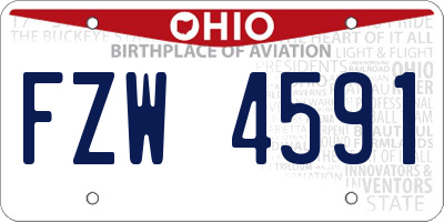 OH license plate FZW4591