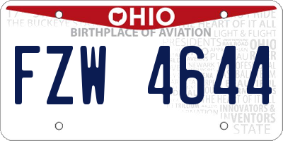 OH license plate FZW4644