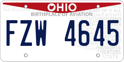 OH license plate FZW4645