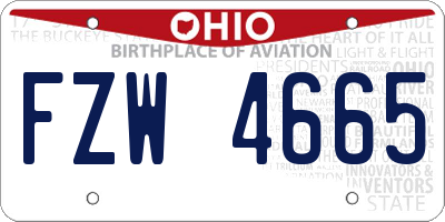 OH license plate FZW4665