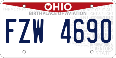OH license plate FZW4690