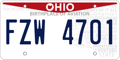 OH license plate FZW4701