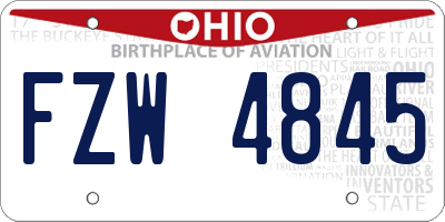OH license plate FZW4845