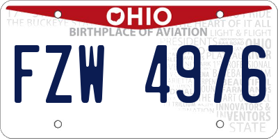 OH license plate FZW4976