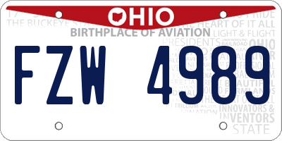 OH license plate FZW4989