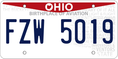 OH license plate FZW5019