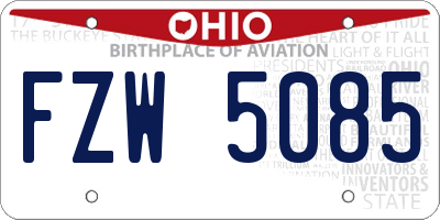 OH license plate FZW5085