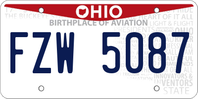 OH license plate FZW5087