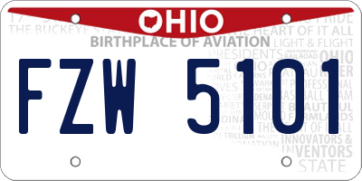 OH license plate FZW5101