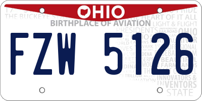 OH license plate FZW5126