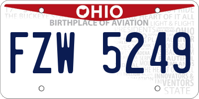 OH license plate FZW5249