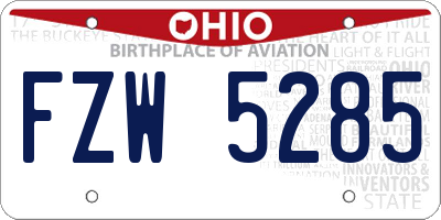 OH license plate FZW5285