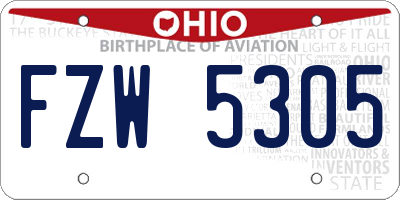 OH license plate FZW5305