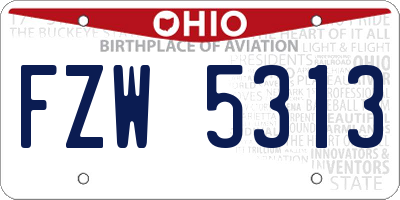 OH license plate FZW5313