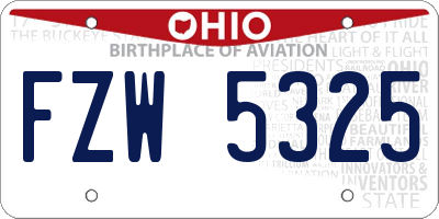 OH license plate FZW5325
