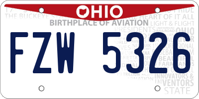 OH license plate FZW5326