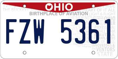 OH license plate FZW5361