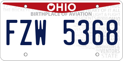 OH license plate FZW5368