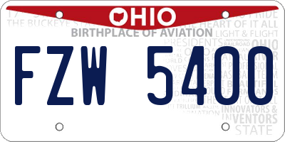 OH license plate FZW5400