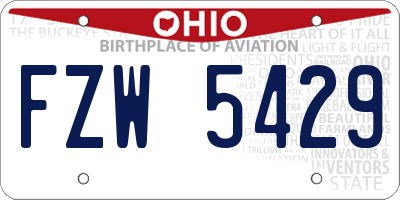 OH license plate FZW5429