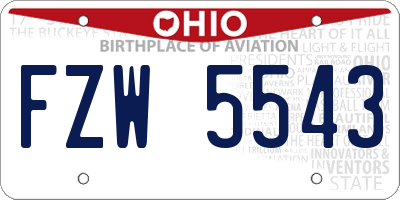 OH license plate FZW5543