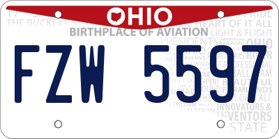 OH license plate FZW5597