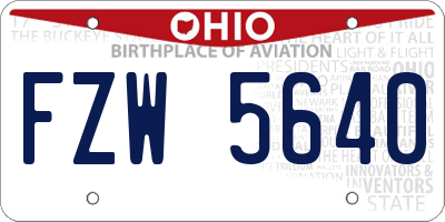 OH license plate FZW5640