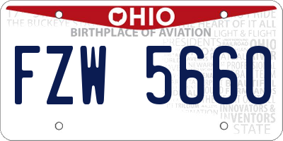 OH license plate FZW5660