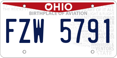 OH license plate FZW5791