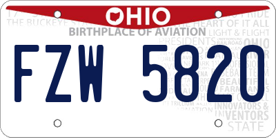 OH license plate FZW5820