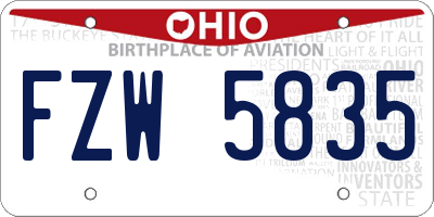 OH license plate FZW5835