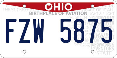 OH license plate FZW5875