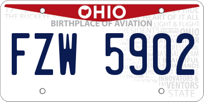 OH license plate FZW5902