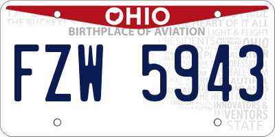 OH license plate FZW5943