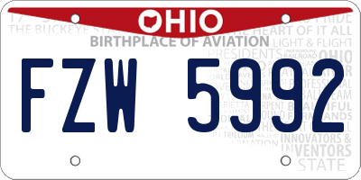 OH license plate FZW5992
