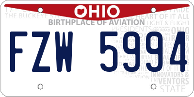 OH license plate FZW5994