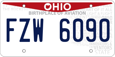 OH license plate FZW6090
