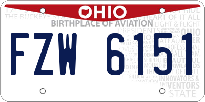 OH license plate FZW6151