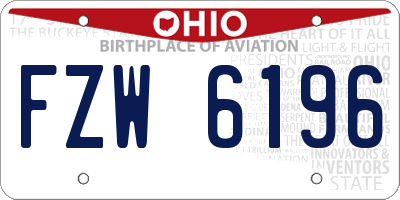 OH license plate FZW6196