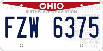 OH license plate FZW6375