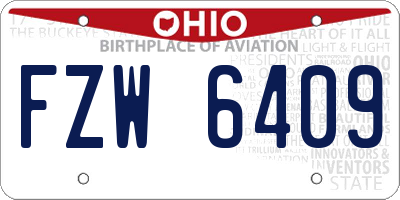 OH license plate FZW6409