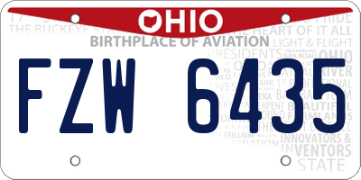 OH license plate FZW6435