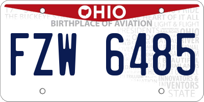 OH license plate FZW6485